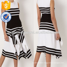 New Fashion White And Black Stripe Sleeveless Dress With Winged Hem Manufacture Wholesale Fashion Women Apparel (TA5141D)